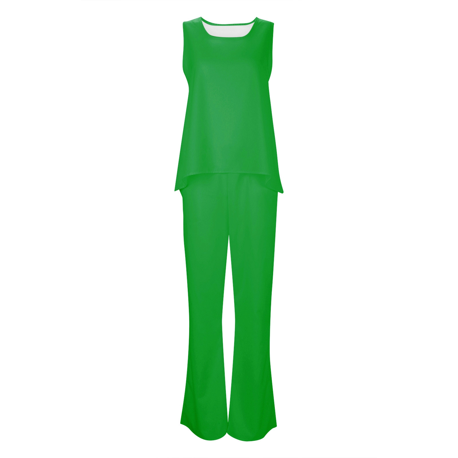 thumbnail image 4 of Conjunto de 2 piezas para mujer: chaleco sin mangas y pantalones anchos, estilo boho informal, color liso, mezcla de poliéster y spandex, 4 of 5